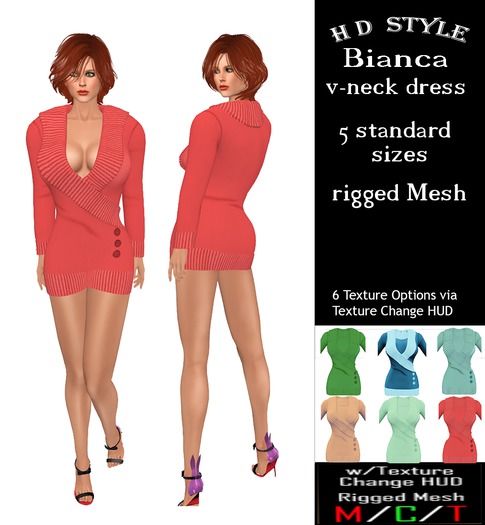 Bianca v-neck dress with Texture Change HUD