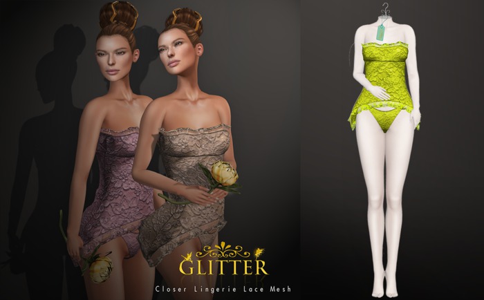 GLITTER CLOSER Lingerie Lace Mesh Lime