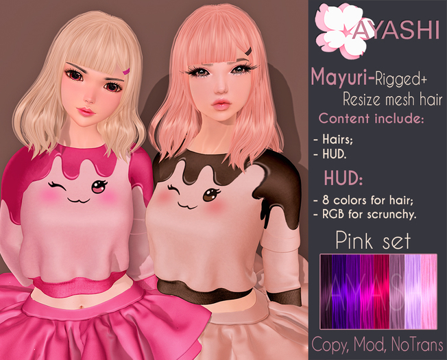 [^.^Ayashi^.^] Mayuri hair-Pink set