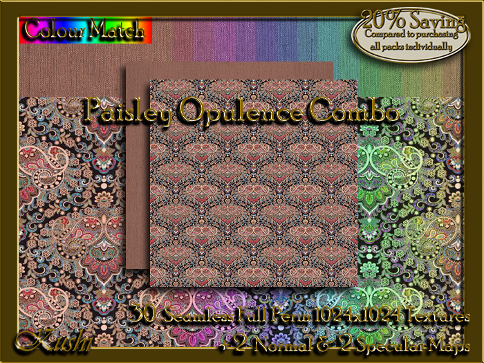 !Kushi! PaisleyOpulenceCOMBO Textures -WEAR TO UNPACK