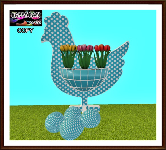 Easter - Teal Chicken Planter