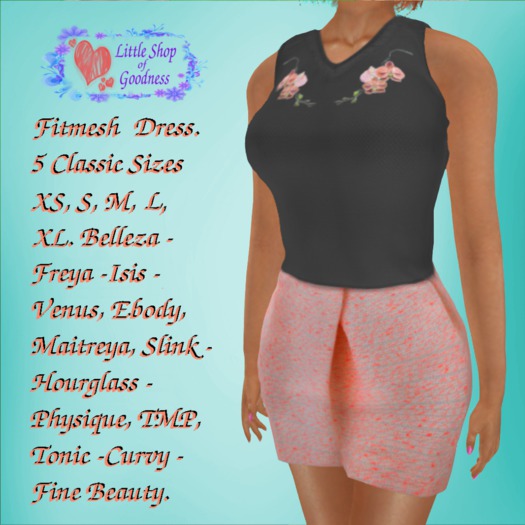 Gray Embroidered Top And Pink Tweed Skirt Fitmesh DEMO. Classic, Belleza, Ebody, Maitreya, Slink, TMP, Tonic