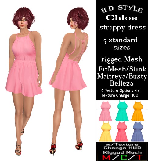 Chloe strappy dress with Texture Change HUD