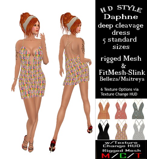 Daphne Deep Cleavage Dress with Texture Change HUD