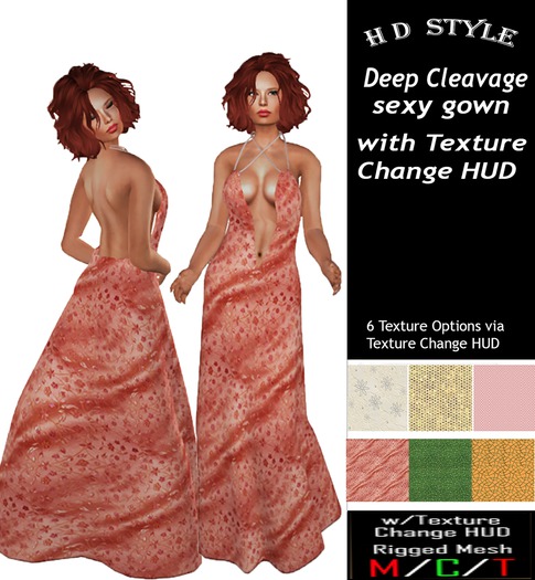 Deep Cleavage Gown with Texture Change HUD