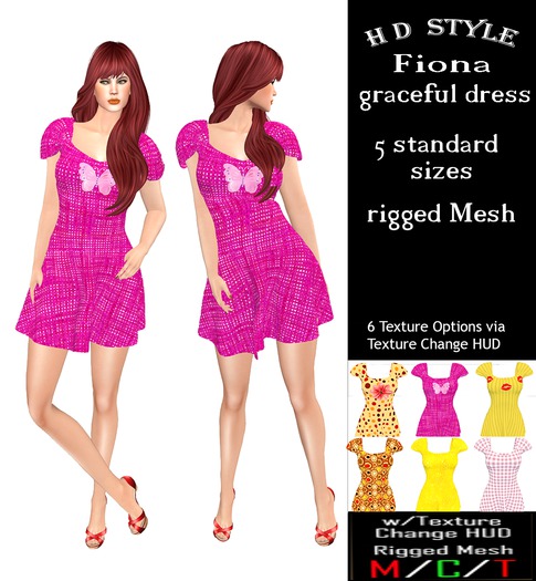 Fiona graceful dress with Texture Change HUD