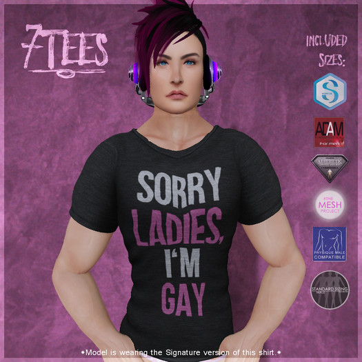 {7Ts} Sorry Ladies, I'm Gay Tee [5 Mesh Body Sizes/Standard S