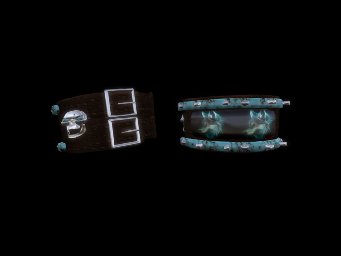 *  WOLF PUNK BROWN LEATHER BRACLETS <<< W/ RESIZER >>>