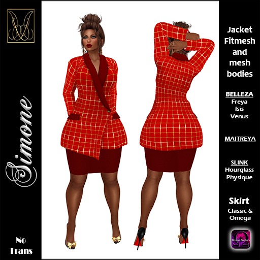 JCD Simone Red Mesh Blazer & Omega Skirt (bagged)