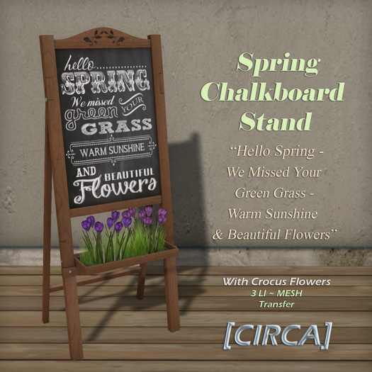 [C.] Pkg - Spring Chalkboard Stand - "Hello Spring"