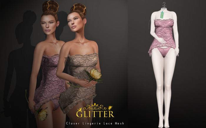 GLITTER CLOSER Lingerie Lace Mesh Pink
