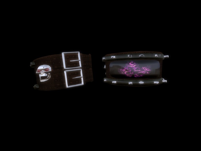 * 3 SKULL PUNK BROWN LEATHER BRACLETS  w/ resizer