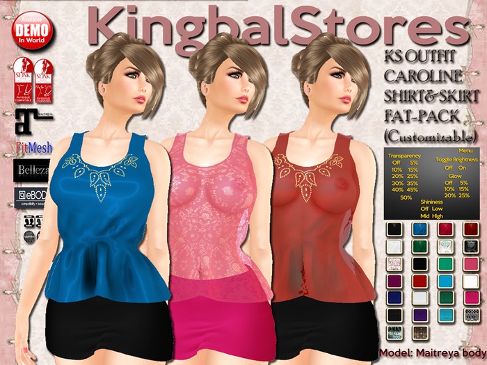 420 KS OUTFIT CAROLINE SHIRT&SKIRT FAT-PACK (Customizable)