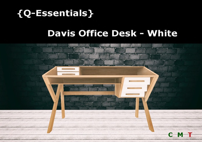 {Q-Essentials} Davis Office Desk With White Drawers