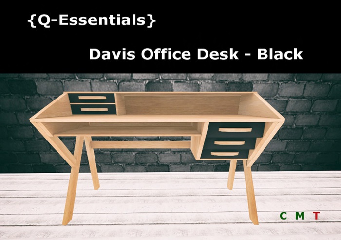 {Q-Essentials} Davis Office Desk With Black Drawers