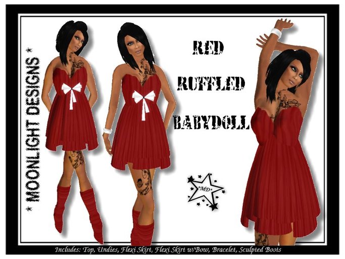 *MD* Red Ruffled Babydoll - SALE -