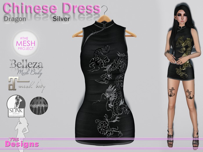 Chinese Dress Dragon Silver