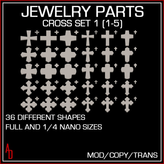*AD* Mesh Jewelry Parts - Cross Set 1 - 30 different shapes - Full and 1/4 Nano sizes - FULL PERMISSION