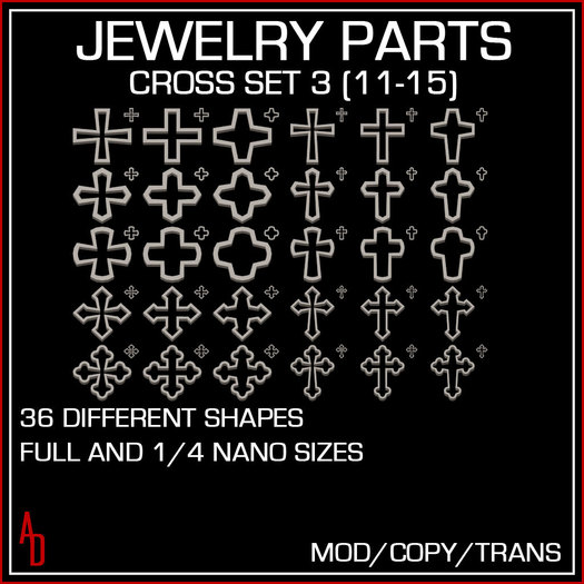*AD* Mesh Jewelry Parts - Cross Set 1 - 30 different shapes - Full and 1/4 Nano sizes - FULL PERMISSION