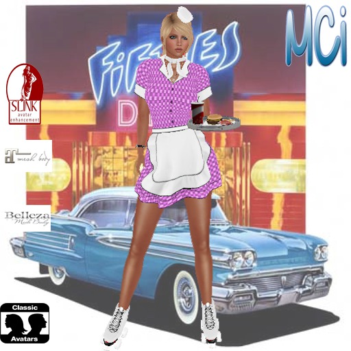 Mystic 50's Car Hop Waitress Pink Check and White