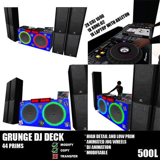 Grunge DJ Deck with Pioneer CDJ 1000, XONE:02 and Media Laptop 44 PRIMS NICE DETAILS good for clubs 