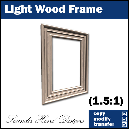 Light Wood Frame - 1 Prim Sculpted Frame (1.5 Ratio)