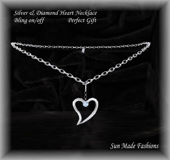 Silver & Diamond Heart Necklace