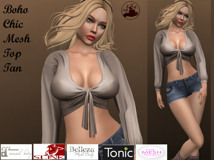 Eva's Temptation Boho Chic Mesh Top Tan