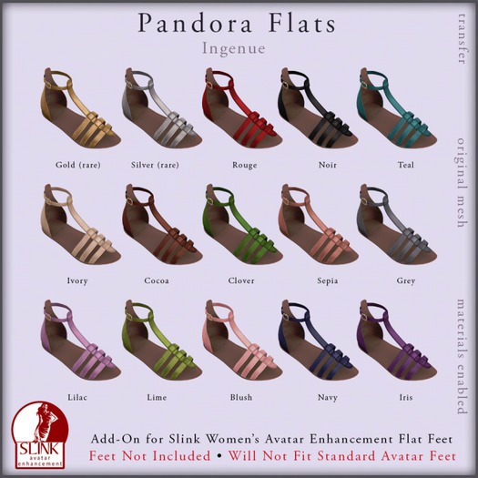 Ingenue :: Pandora Flats (Slink Feet Add-On) :: Rouge
