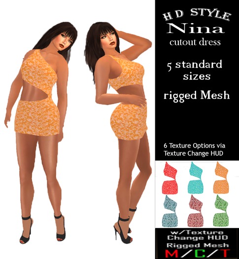 Nina cutout dress with Texture Change HUD