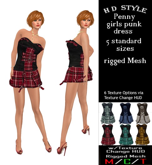 Penny girls punk dress with Texture Change HUD