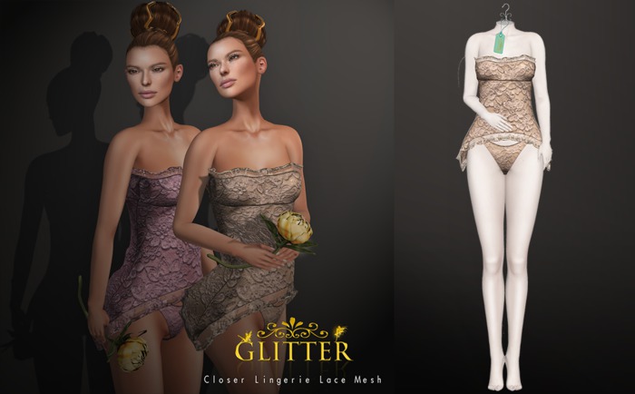 GLITTER CLOSER Lingerie Lace Mesh Skin