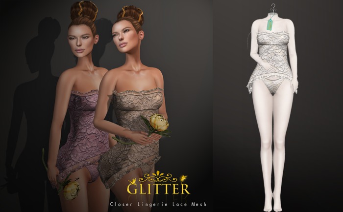 GLITTER CLOSER Lingerie Lace Mesh White