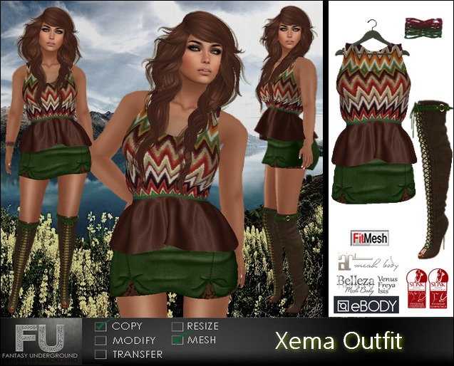 Xema Outfit * Leather Lace Up Boots Mini Dress Bracelet * Slink Ebody Maitreya Belleza Fitmesh
