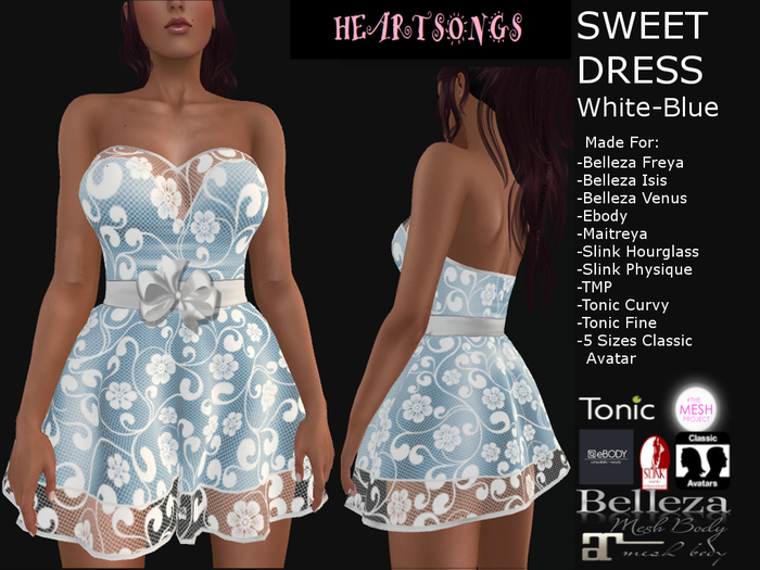 HEARTSONG= SWEET DRESS  WHITE-BLUE