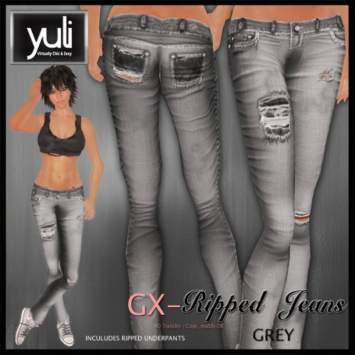 (Yuli) GX- Ripped GREY Jeans