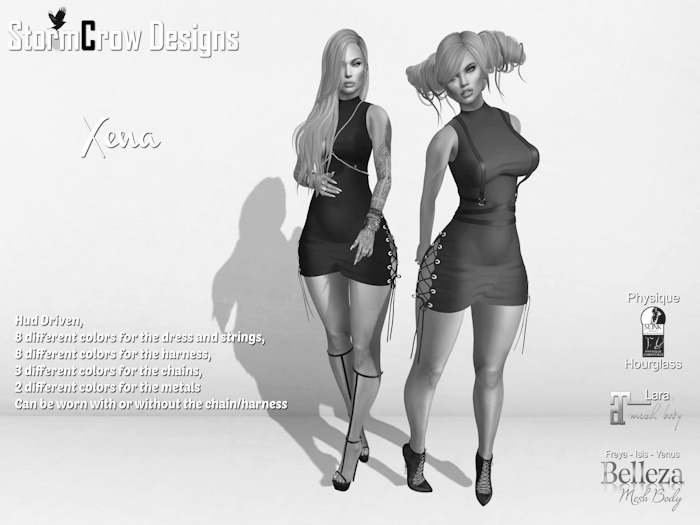 DEMO XENA LACED UP DRESS WITH CHAINS AND HARNESS
