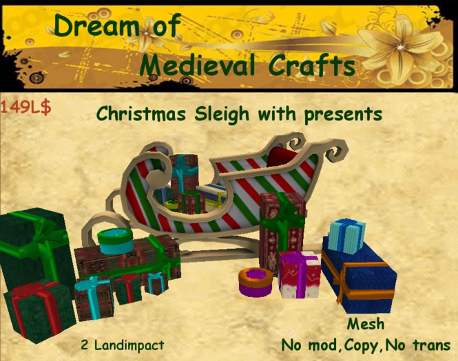 ((*DMC*)) Christmas Sleigh with presents B