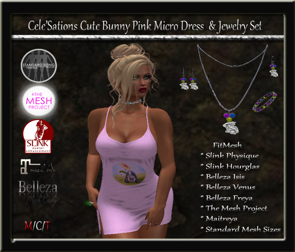 [CS] Cute Bunny Pink Micro Dress  & Jewelry Set Pk