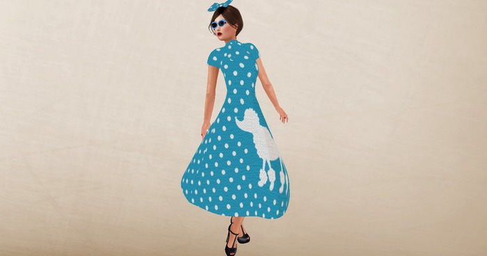 Mesh Sock Hop Dress (Blue)