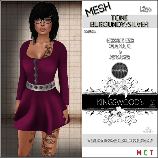 KS - Toni - Burgundy/Silver