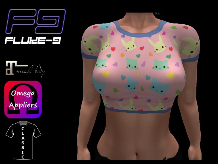 Fluke Kitty Rabbits Pink Crop Tee (Appliers & BOM)