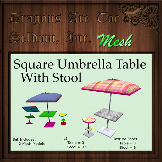 DATSI Mesh - Square Umbrella Table With Stool Set