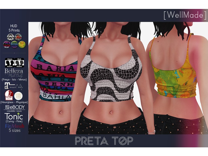 [WellMade] Preta Top - HUD 5 Prints