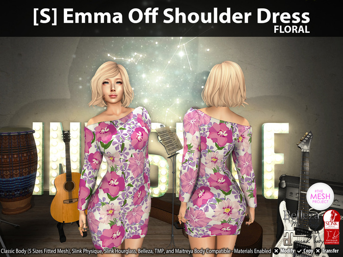 [S] Emma Off Shoulder Dress Floral