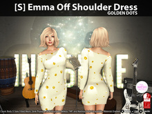 [S] Emma Off Shoulder Dress Golden Dots