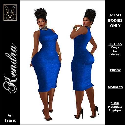 Second Life Marketplace - JCD Kendra Blue Mesh Dress for MESH BODIES ...