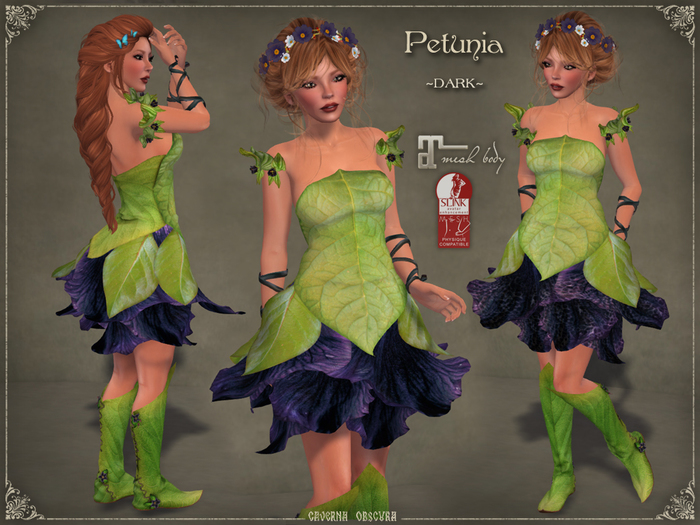 Petunia Outfit DARK by Caverna Obscura - for Maitreya and SLINK Physique mesh bodies only!