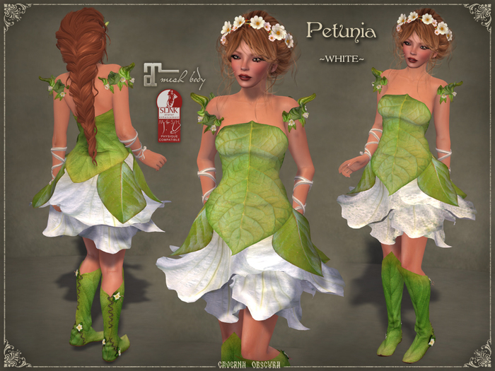 Petunia Outfit WHITE by Caverna Obscura - for Maitreya and SLINK Physique mesh bodies only!