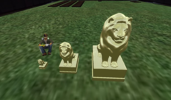 Large Golden Sitting Lion Statue